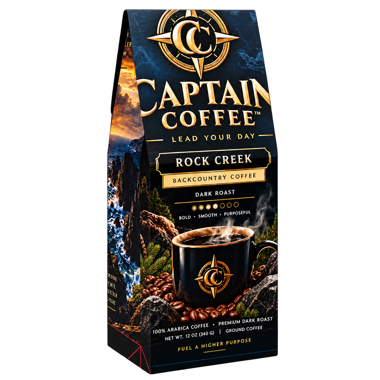 Captain Coffee Rock Creek premium dark roast package